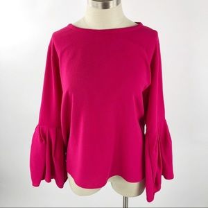 Zara hot pink bell sleeve blouse